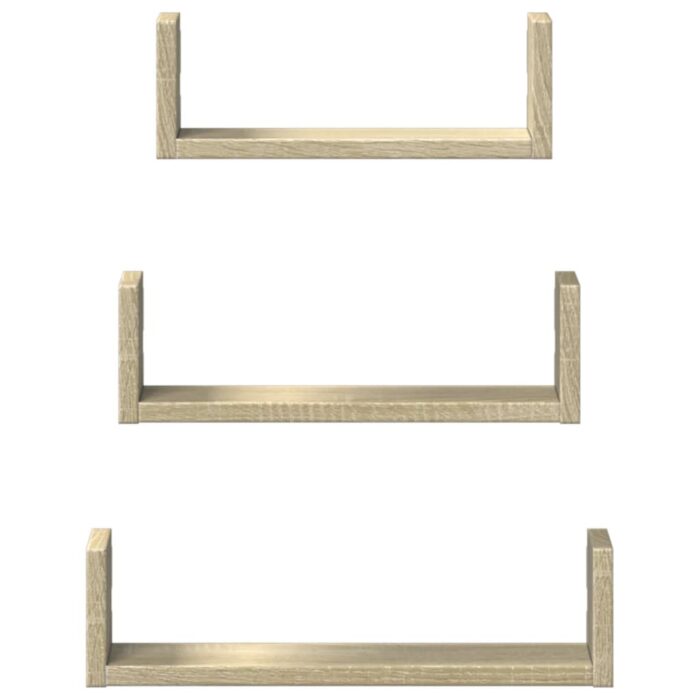 Étagères murales 3 pcs chêne sonoma bois d'ingénierie – Image 2