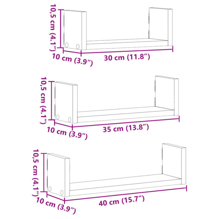 Étagères murales 3 pcs chêne artisanal bois d'ingénierie – Image 8
