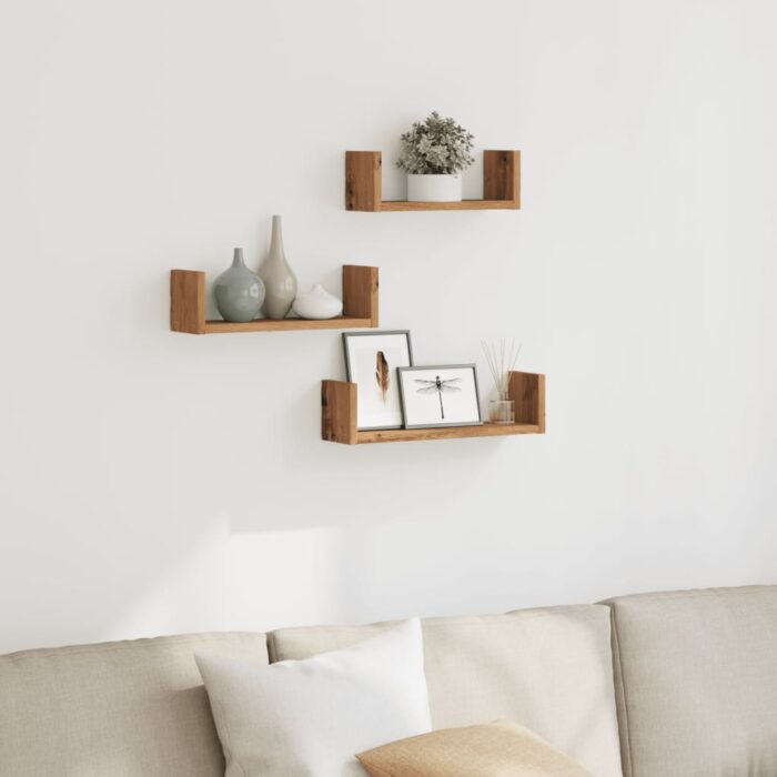 Étagères murales 3 pcs chêne artisanal bois d'ingénierie – Image 1