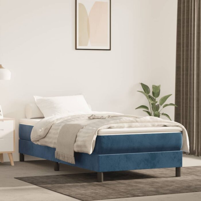 Matelas à ressorts ensachés pour enfants bleu 80x160 cm velours – Image 1