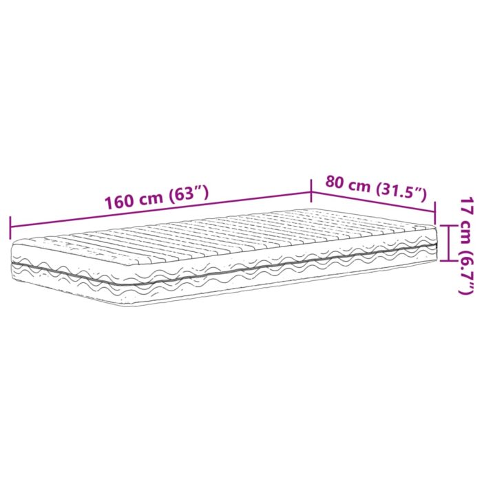 Matelas en mousse pour enfants blanc 80x160 cm dureté H2 H3 – Image 8