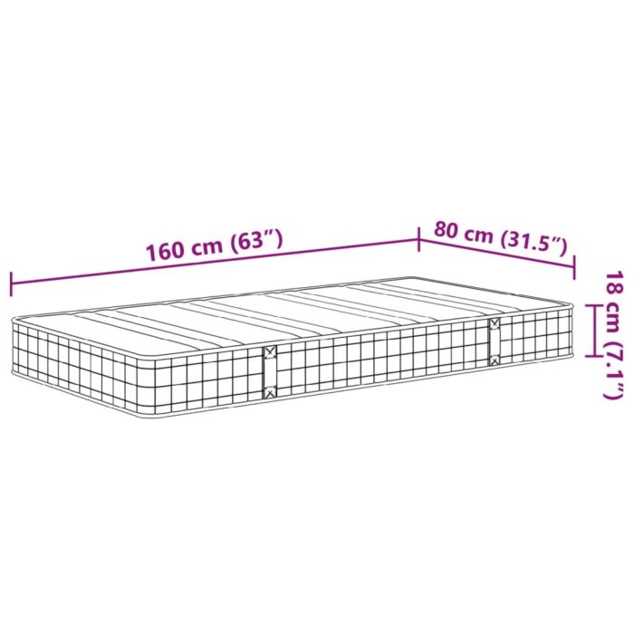 Matelas à ressorts Bonnell pour enfants moyen 80x160 cm – Image 8