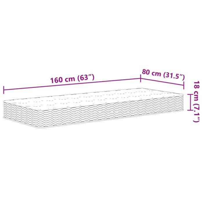 Matelas à ressorts Bonnell pour enfants moyen 80x160 cm – Image 8