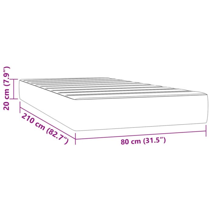 Matelas de lit à ressorts ensachés noir 80x210x20 cm velours – Image 5