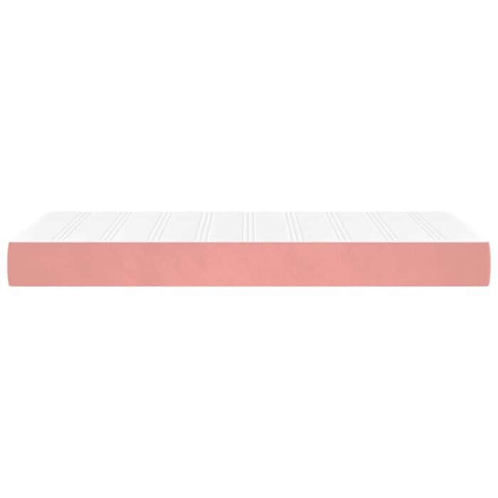 Matelas de lit à ressorts ensachés rose 80x210x20 cm velours – Image 2