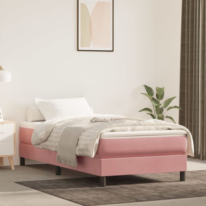 VXL8721158368324_m_en_hd_1.jpg Matelas de lit à ressorts ensachés rose 80x210x20 cm velours – Image 1