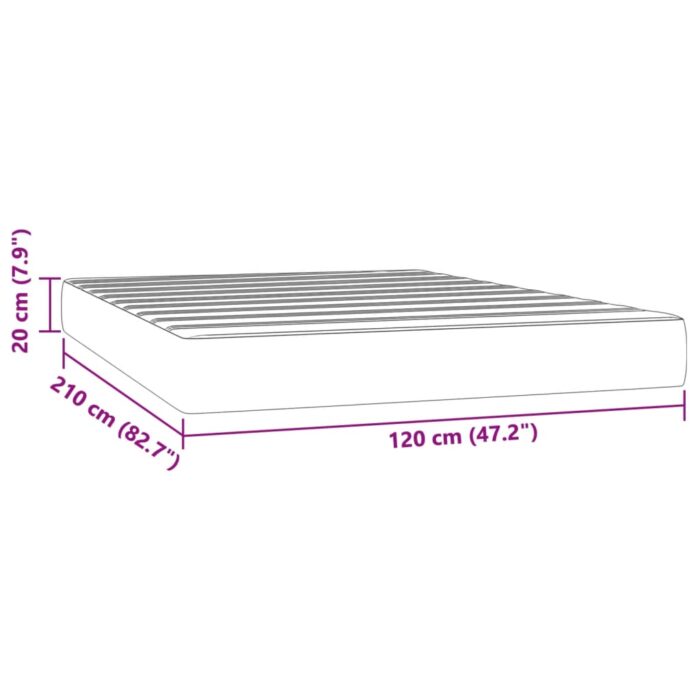 Matelas de lit à ressorts ensachés noir 120x210x20 cm velours – Image 5