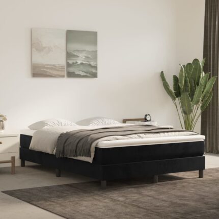 Matelas de lit à ressorts ensachés noir 120x210x20 cm velours