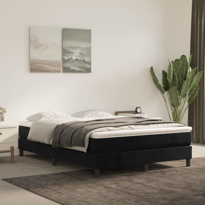 Matelas de lit à ressorts ensachés noir 120x210x20 cm velours – Image 1