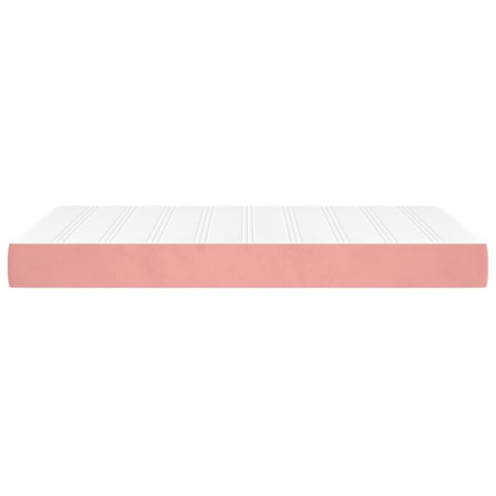 Matelas de lit à ressorts ensachés rose 120x210x20 cm velours – Image 2
