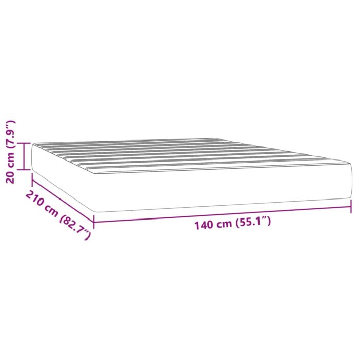 Matelas de lit à ressorts ensachés noir 140x210x20 cm velours – Image 5