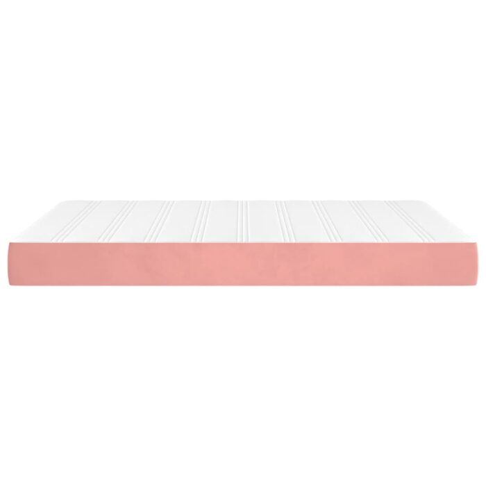 Matelas de lit à ressorts ensachés rose 140x210x20 cm velours – Image 2