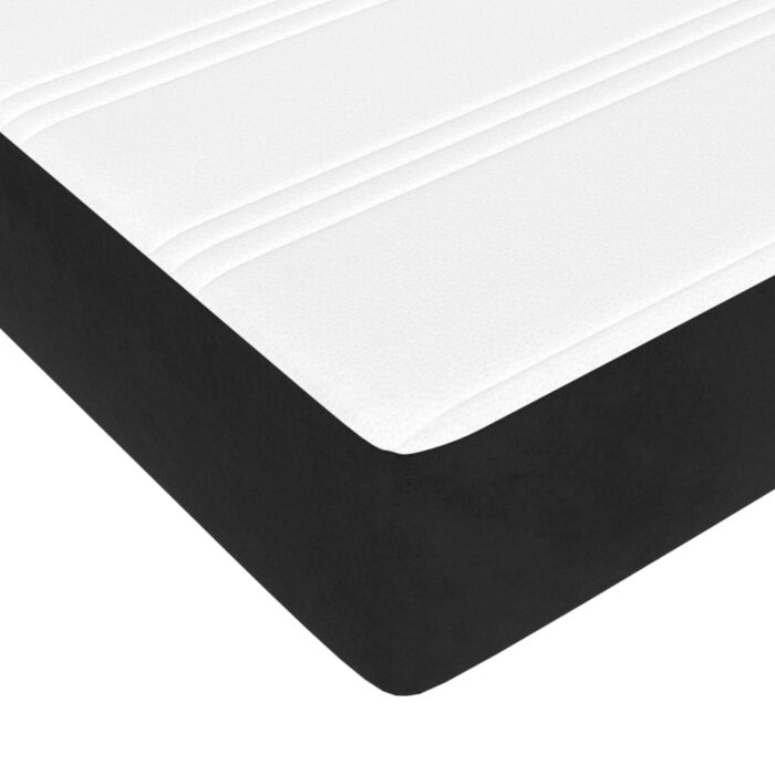Matelas de lit à ressorts ensachés noir 160x210x20 cm velours – Image 3