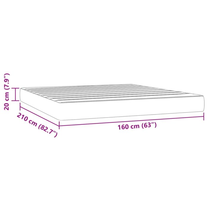 Matelas de lit à ressorts ensachés noir 160x210x20 cm velours – Image 5