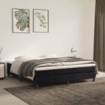 Matelas de lit à ressorts ensachés noir 160x210x20 cm velours