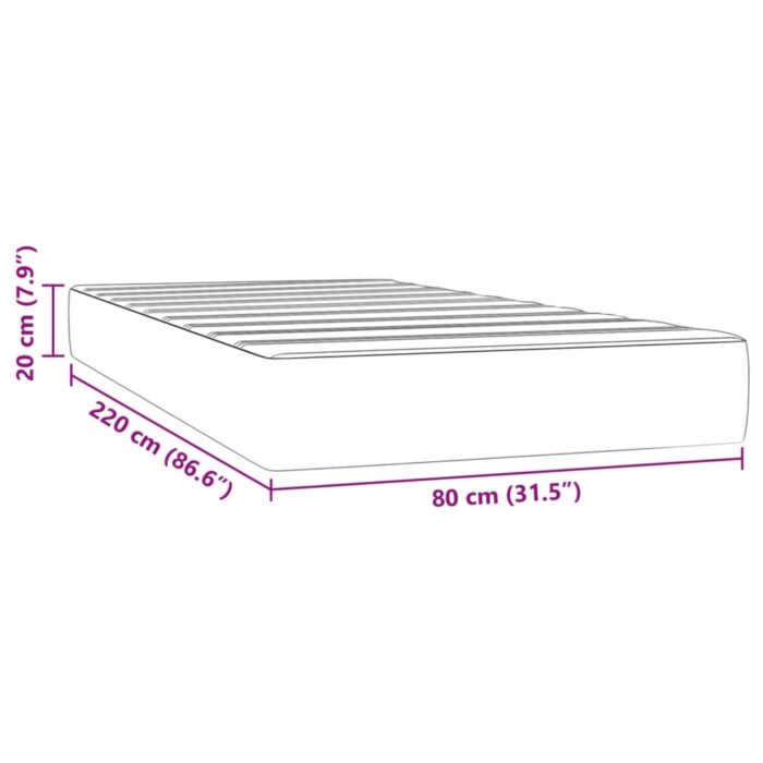 Matelas de lit à ressorts ensachés 80x220x20 cm velours – Image 5