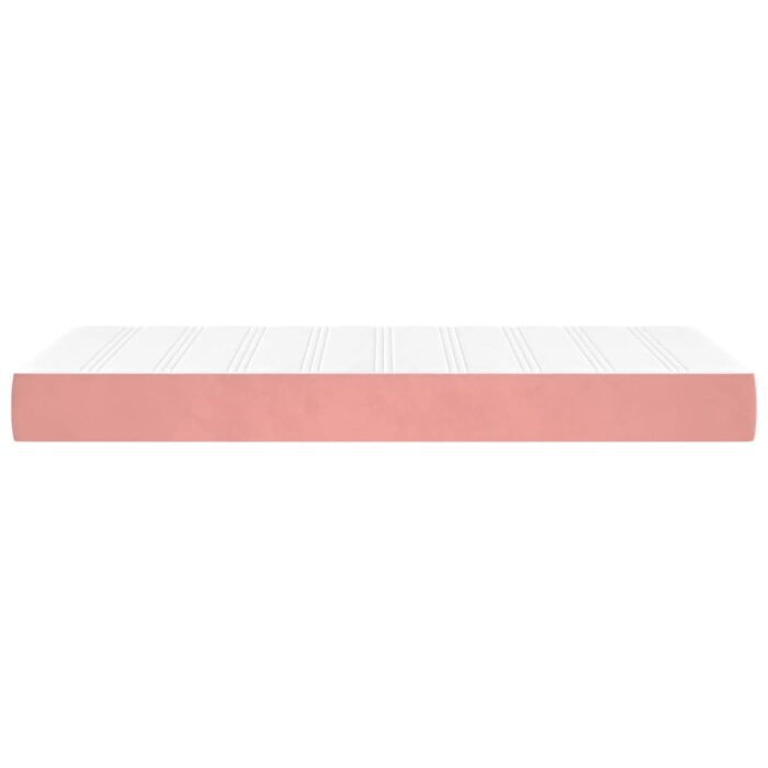 Matelas de lit à ressorts ensachés rose 80x220x20 cm velours – Image 2