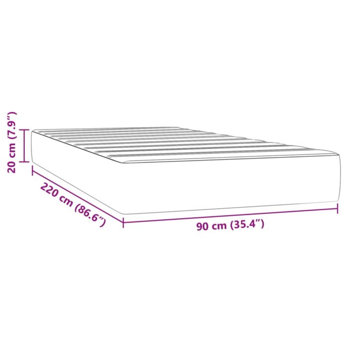 Matelas de lit à ressorts ensachés noir 90x220x20 cm velours – Image 5