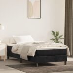 Matelas de lit à ressorts ensachés noir 90x220x20 cm velours