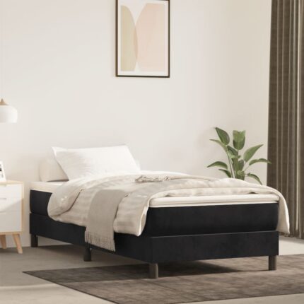 Matelas de lit à ressorts ensachés noir 90x220x20 cm velours