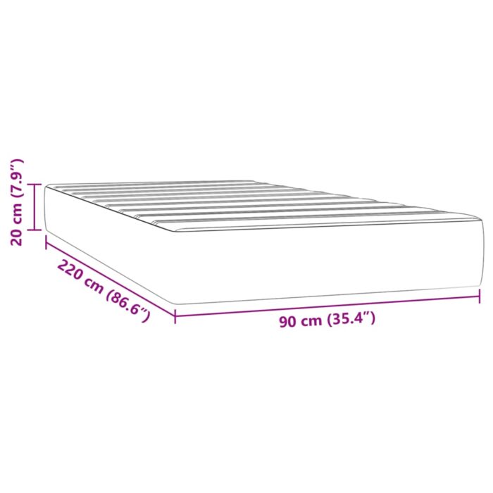 Matelas de lit à ressorts ensachés 90x220x20 cm velours – Image 5