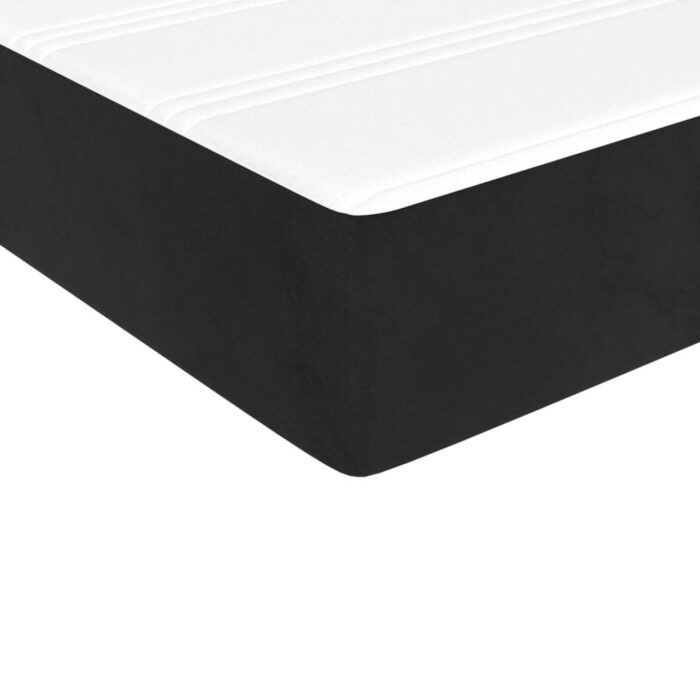 Matelas de lit à ressorts ensachés noir 100x220x20 cm velours – Image 3