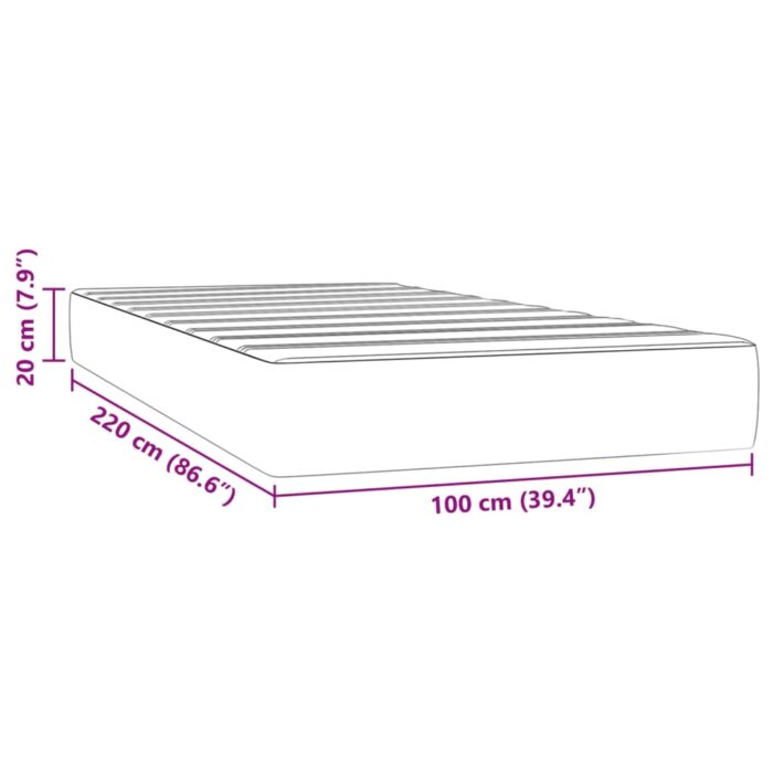 Matelas de lit à ressorts ensachés 100x220x20 cm velours – Image 5