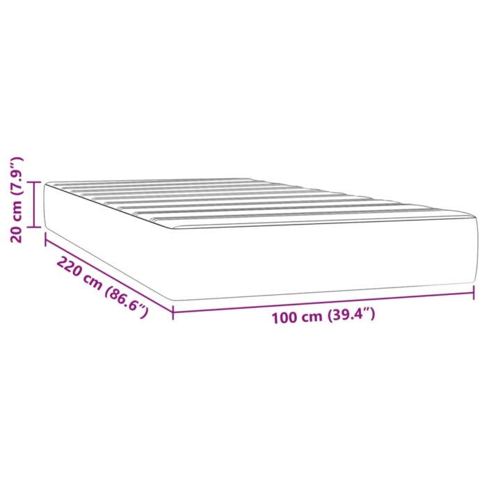 Matelas de lit à ressorts ensachés rose 100x220x20 cm velours – Image 5