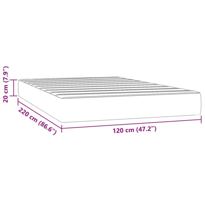 Matelas de lit à ressorts ensachés 120x220x20 cm velours – Image 5