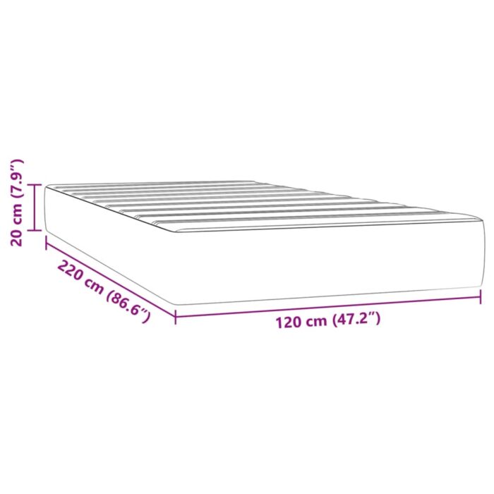 Matelas de lit à ressorts ensachés rose 120x220x20 cm velours – Image 5