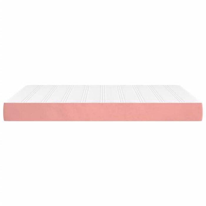 Matelas de lit à ressorts ensachés rose 140x220x20 cm velours – Image 2