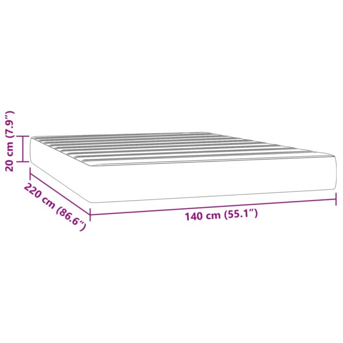 Matelas de lit à ressorts ensachés rose 140x220x20 cm velours – Image 5
