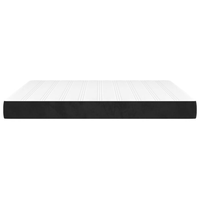 Matelas de lit à ressorts ensachés noir 160x220x20 cm velours – Image 2