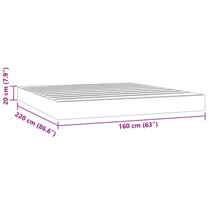 Matelas de lit à ressorts ensachés noir 160x220x20 cm velours – Image 5