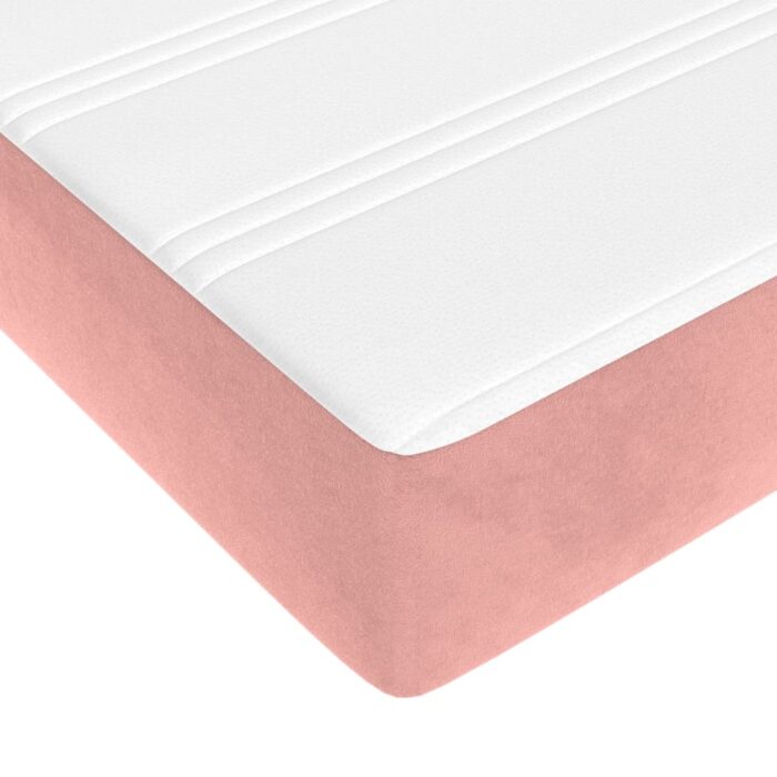Matelas de lit à ressorts ensachés rose 160x220x20 cm velours – Image 3