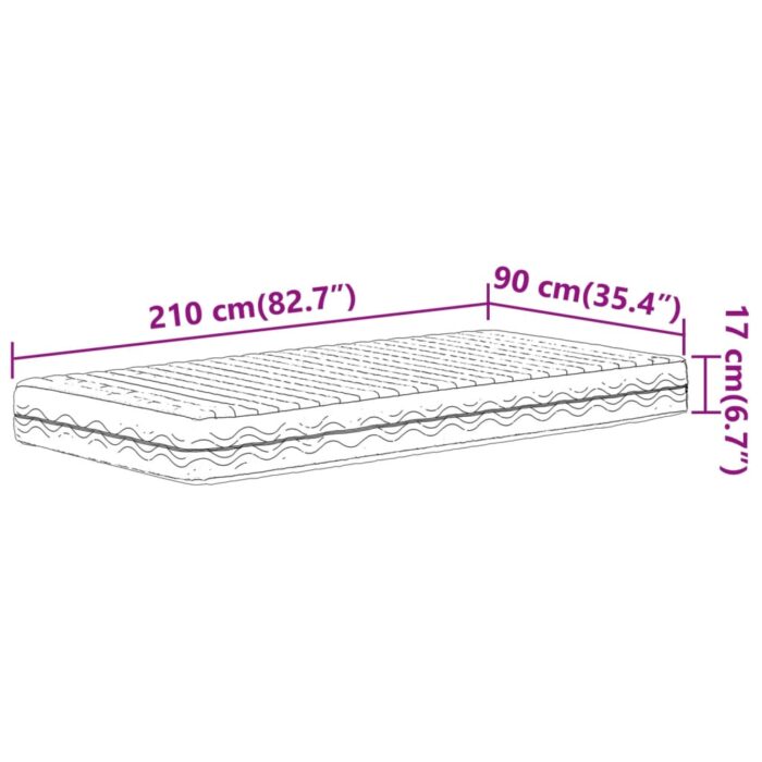 Matelas en mousse blanc 90x210 cm dureté H2 H3 – Image 8
