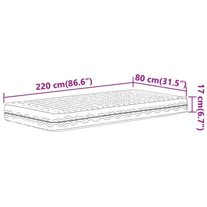 Matelas en mousse blanc 80x220 cm dureté H2 H3 – Image 8