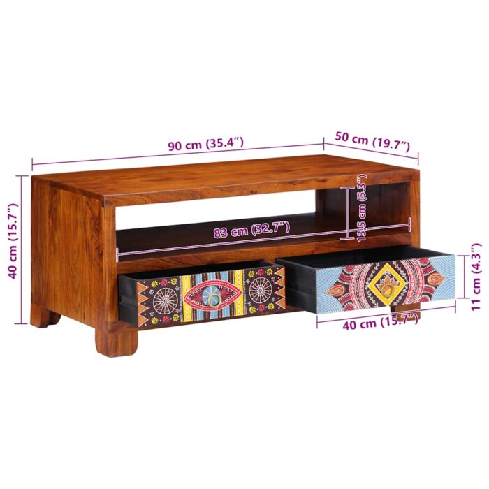 Table basse 90x50x40 cm bois d'acacia massif – Image 8