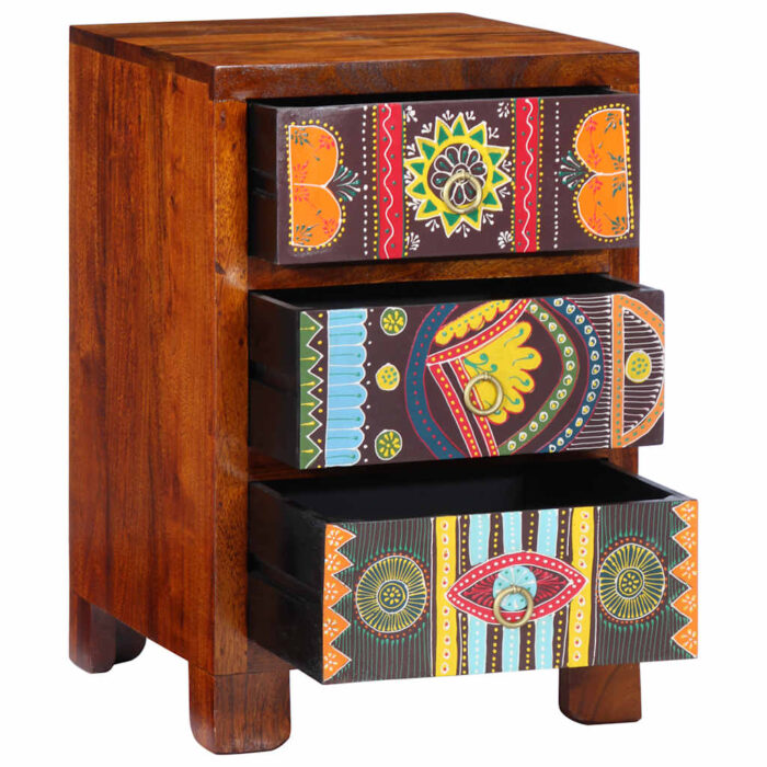 Table de chevet 40x40x60 cm bois d'acacia massif – Image 11