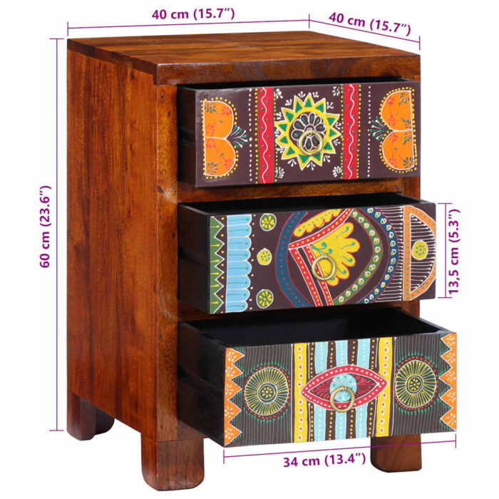 Table de chevet 40x40x60 cm bois d'acacia massif – Image 8