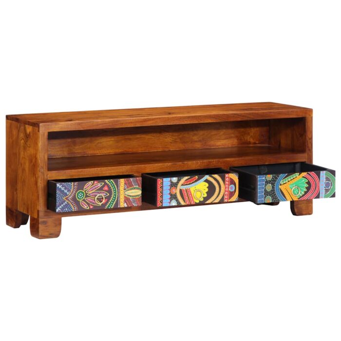 VXL8721158376039_g_en_hd_3.jpg Meuble TV multicolore 110x30x40 bois d'acacia massif – Image 3