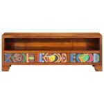 Meuble TV multicolore 110x30x40 bois d'acacia massif – Image 4