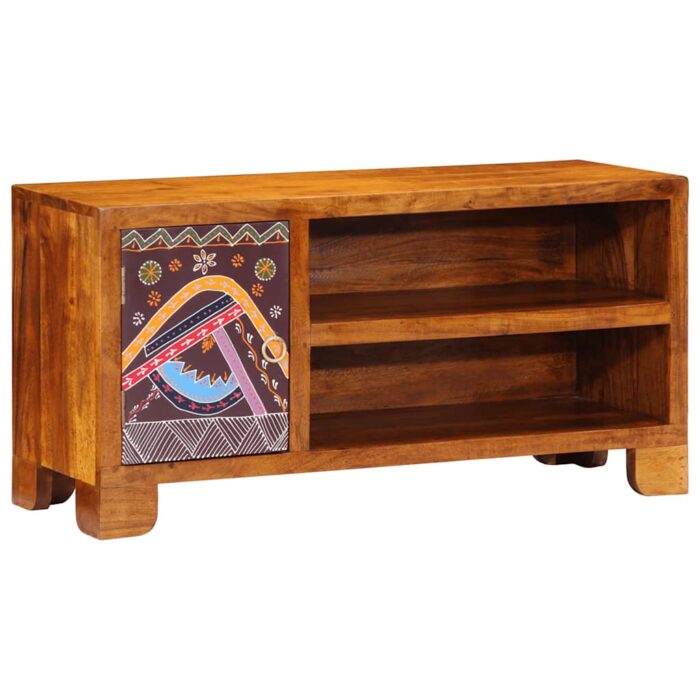 Meuble TV multicolore 90x30x45 bois massif d'acacia – Image 2