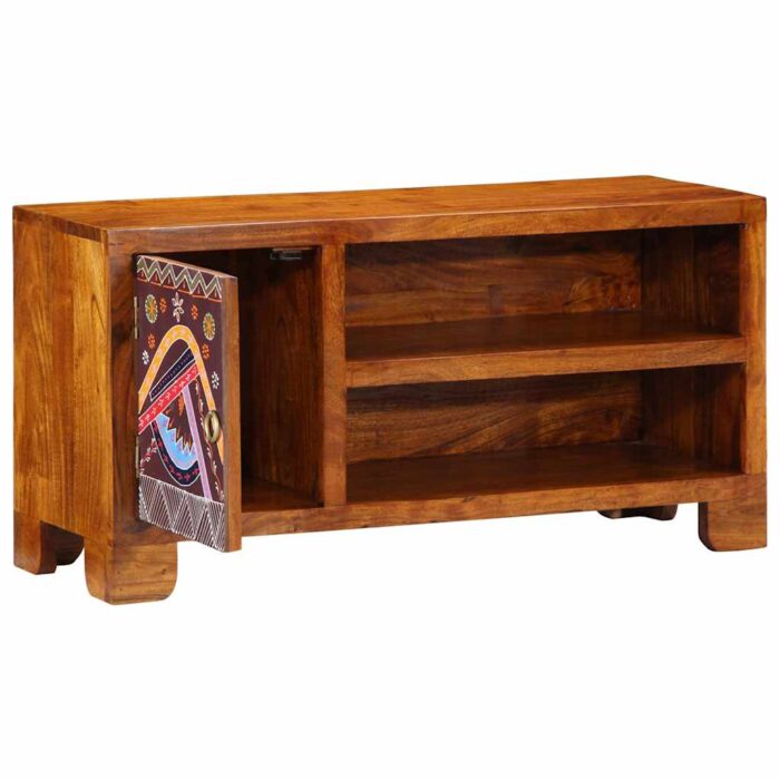 Meuble TV multicolore 90x30x45 bois massif d'acacia – Image 3