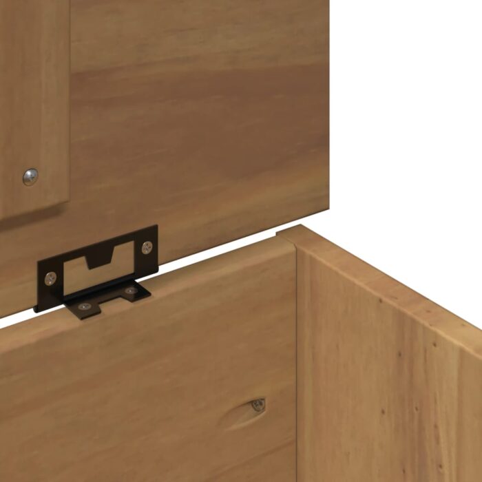 Coffre de rangement avec couvercle Panama bois massif de pin – Image 6