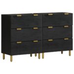 Buffets 2 pcs noir 60x33x75 cm bois d'ingénierie