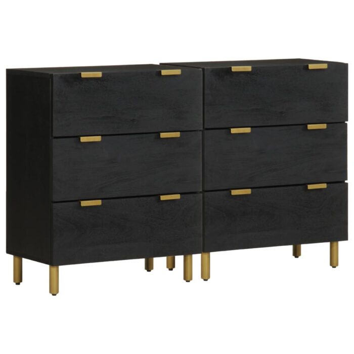 Buffets 2 pcs noir 60x33x75 cm bois d'ingénierie – Image 1