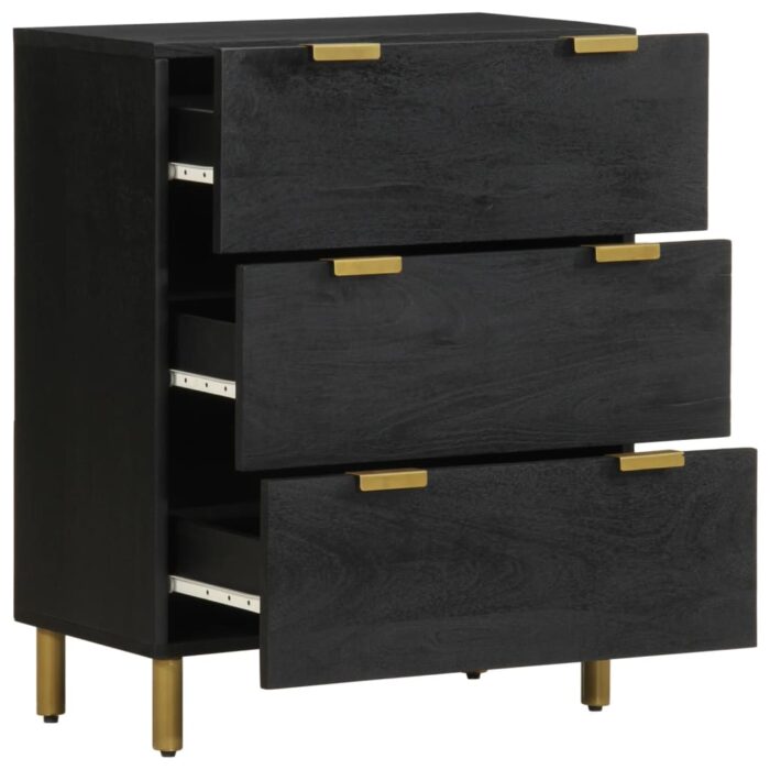 Buffets 2 pcs noir 60x33x75 cm bois d'ingénierie – Image 2