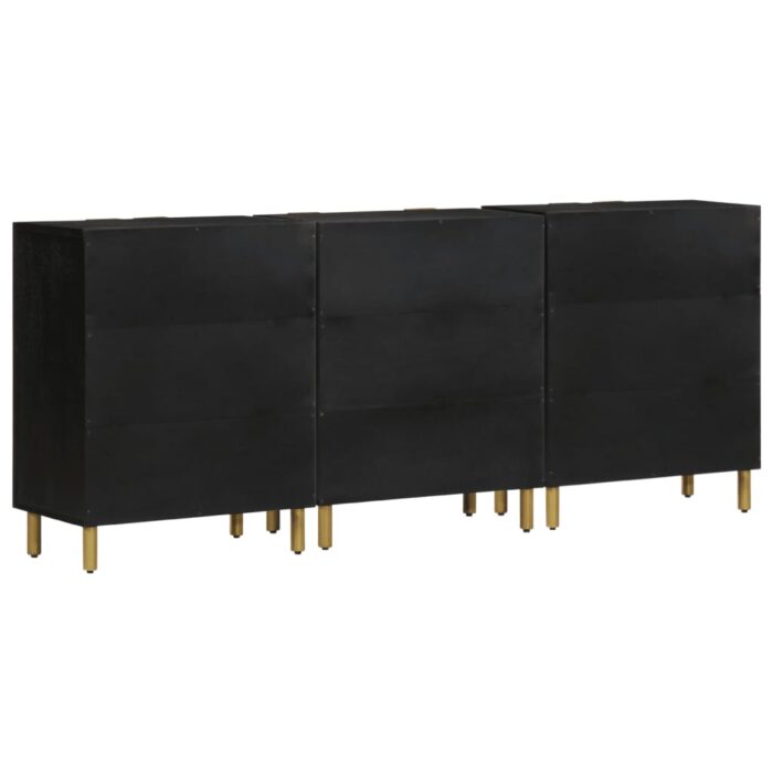 Buffets 3 pcs noir bois d'ingénierie – Image 5
