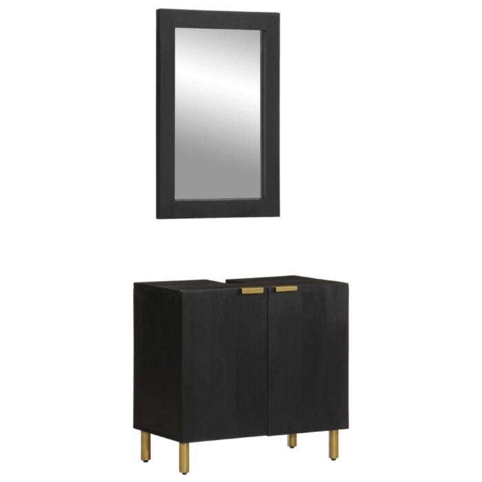 Ensemble de meubles salle de bain 2 pcs noir bois d'ingénierie – Image 1